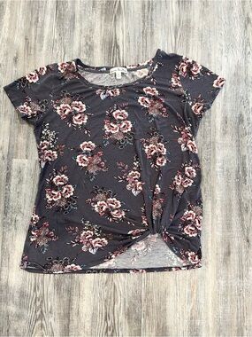 nine britton purple Floral Knot Front Tee